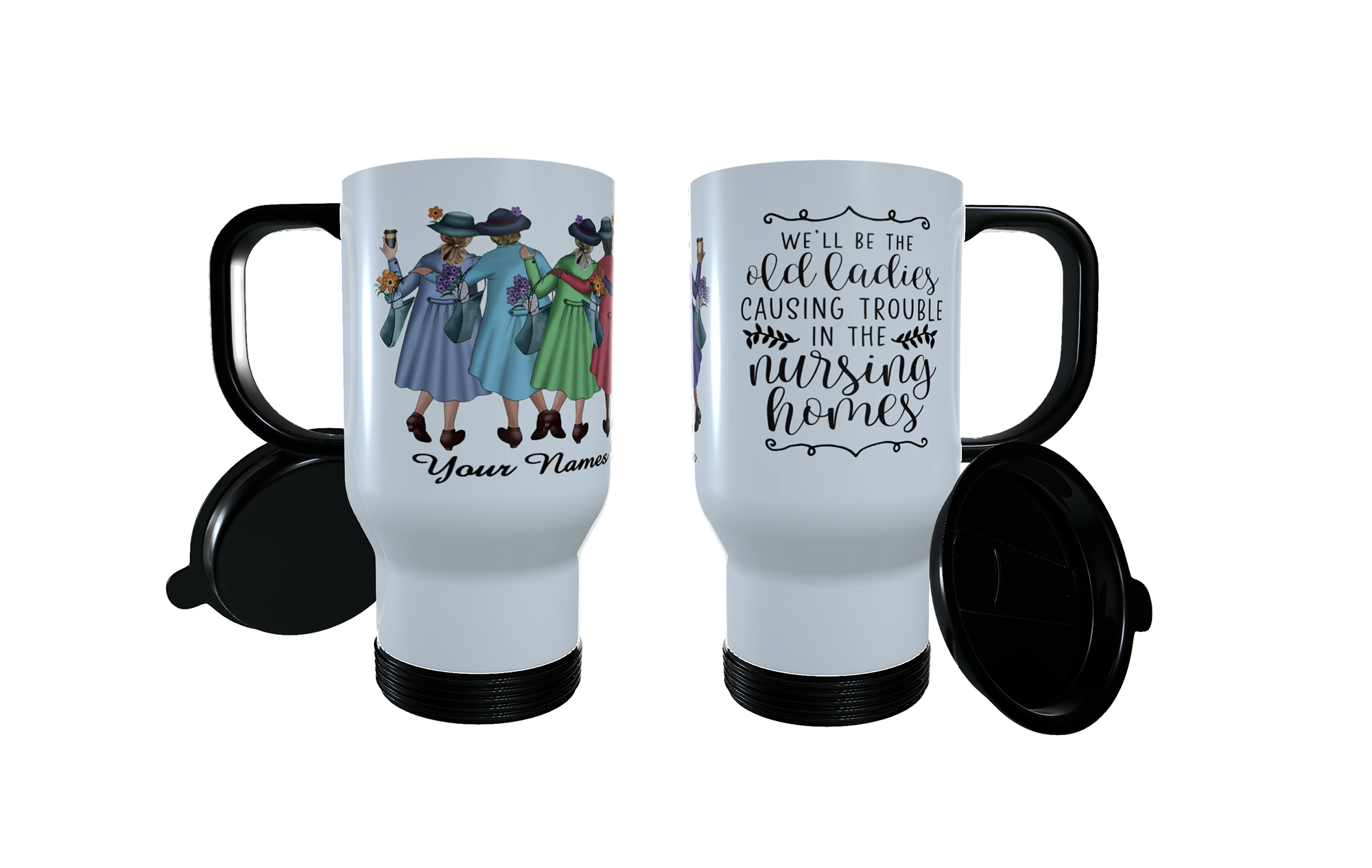 Best Friends Old Ladies Travel Mug, Gift for Best Friend - Click Image to Close